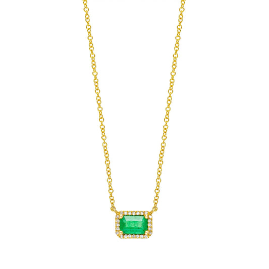 Geometric Rectangle Green CZ Necklace