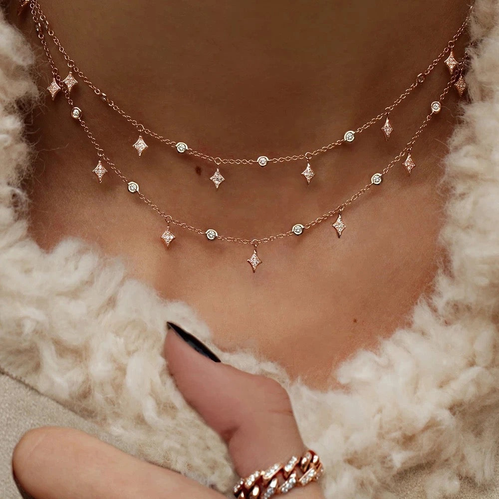 Fine cz drop choker necklace