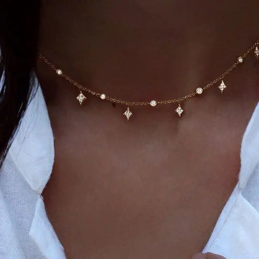 Fine cz drop choker necklace