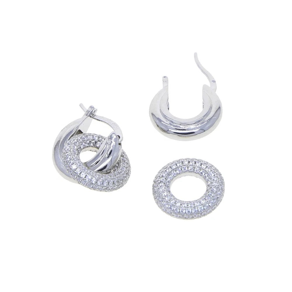 buckle micro pave hoop cz hoop earring