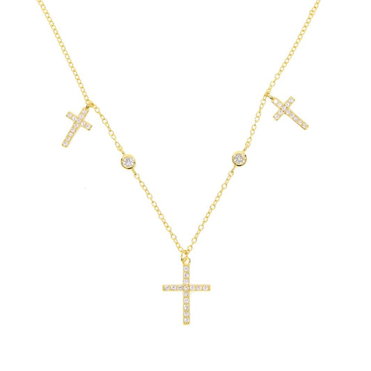 Charm cz drop cross necklace