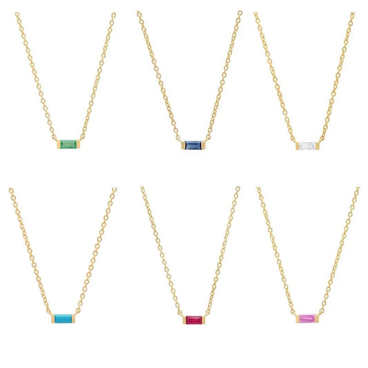 Colorful emerald rectangle cubic zirconia necklace