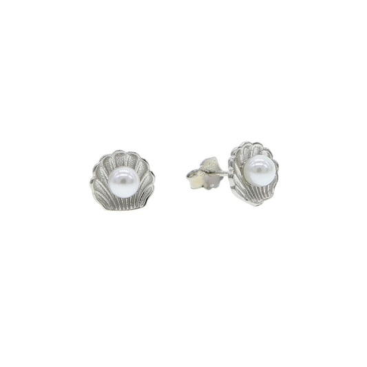 Fresh sea pearl bead sea shell stud earring