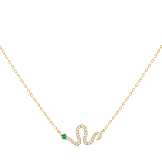 Micro pave cz  snake pendant necklace