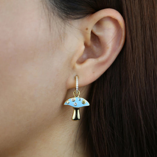 Mushroom Dangle Earrings For Women Girls Gold Plated Drop