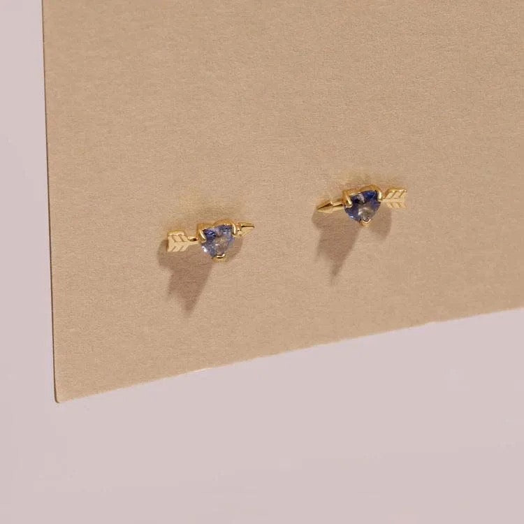 Tiny stud multi piercing blue heart arrow earring