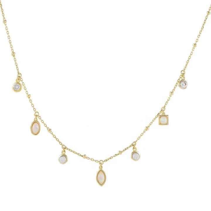 White opal pendant gold plated girl women delicacy necklace