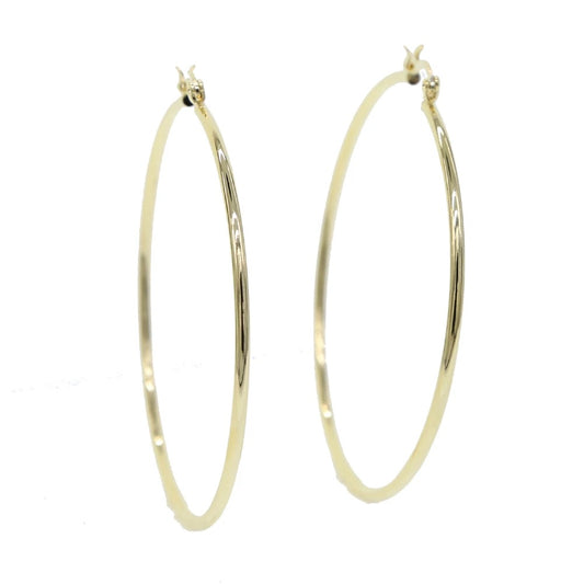 Gold rhodium plated 2mm Thickness Hollow Inner 60mm Big Tube Hoop Earring