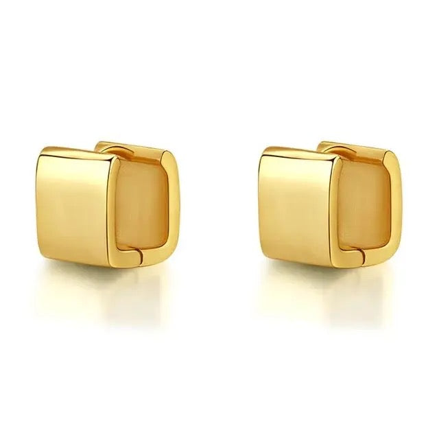 Unique design  square hoop huggie earrings